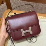 Hermès Constance 19 Rouge H Box Calfskin silver Hardware