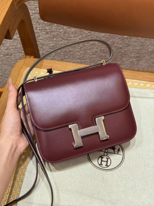 Hermès Constance 19 Rouge H Box Calfskin silver Hardware