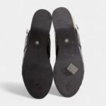 Hermès Leather Shearling-Lined Clog Mules with Adjustable Strap and Studded Wooden Sole