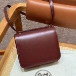 Hermès Constance 19 Rouge H Box Calfskin silver Hardware