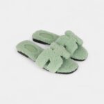 Hermès Oran Sandals Vert D'eau Woolskin 36