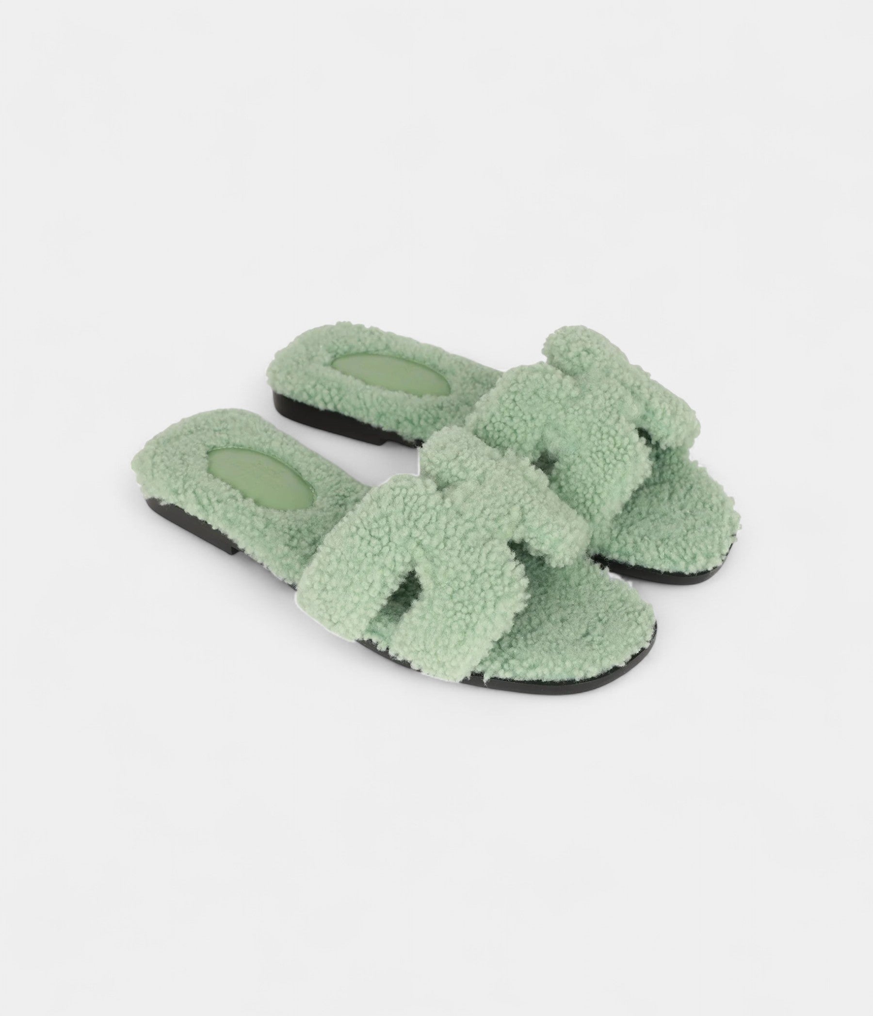 Hermès Oran Sandals Vert D'eau Woolskin 36