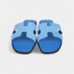 Hermès Oran Sandals Bleu Cameo Suede 40.5 EU