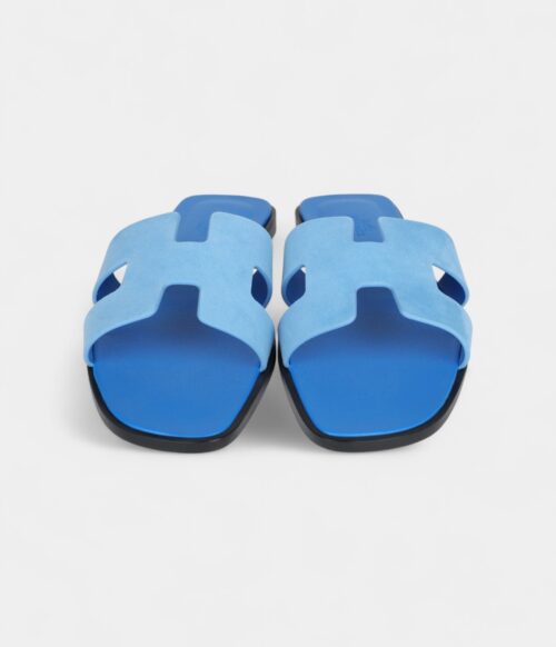 Hermès Oran Sandals Bleu Cameo Suede 40.5 EU