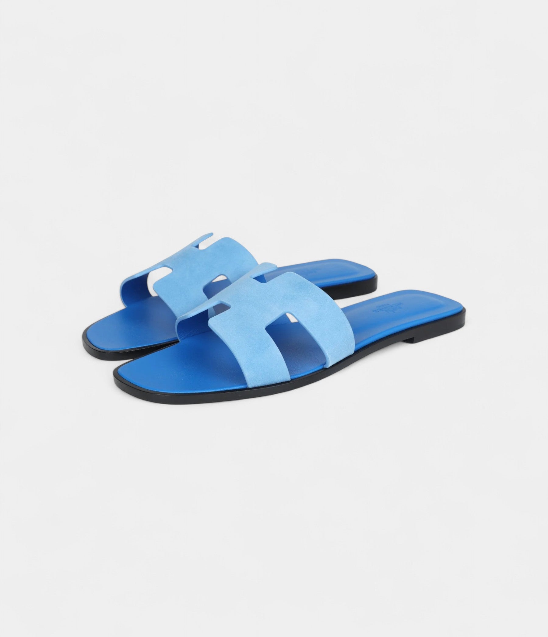 Hermès Oran Sandals Bleu Cameo Suede 40.5 EU