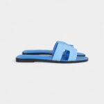 Hermès Oran Sandals Bleu Cameo Suede 40.5 EU