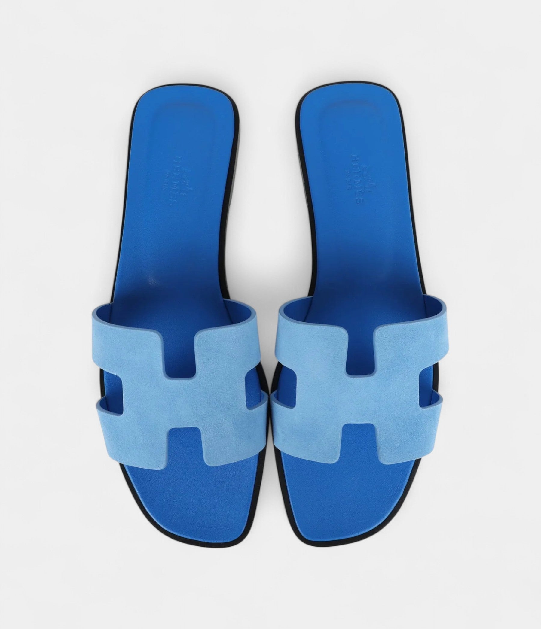 Hermès Oran Sandals Bleu Cameo Suede 40.5 EU
