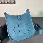 The Hermès Evelyne 23cm in denim blue